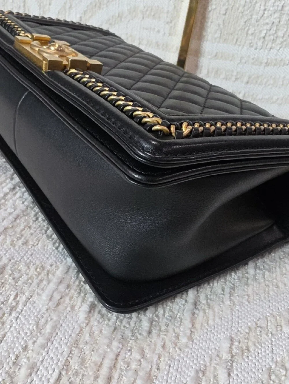CHANEL Black Quilted Shoulder & Top Handle Bag with Gold Hardware